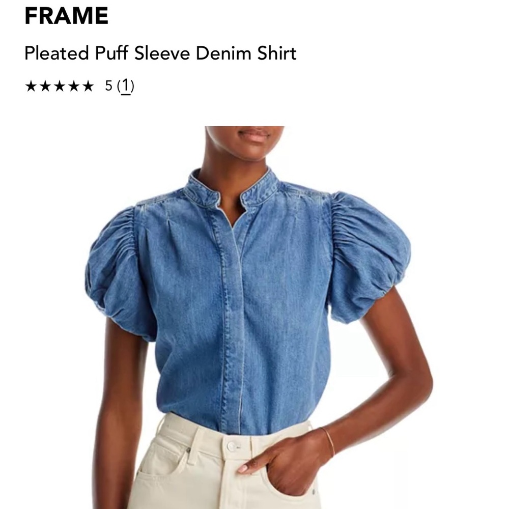 NWT Frame Denim Puff Sleeve Top Size Large/Medium org. price $298